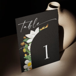 Numeração De Mesa Bloom vintage camellia. Casamento de script preto