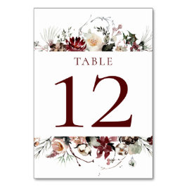 Numeração De Mesa Blooms de inverno - Borgonha Profunda - Casamento
