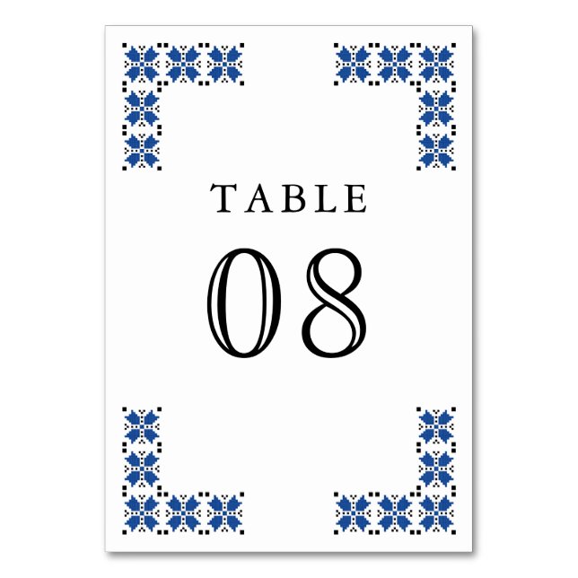 Numeração De Mesa Blue and Black Ukrainian Embroidery Wedding (Frente)