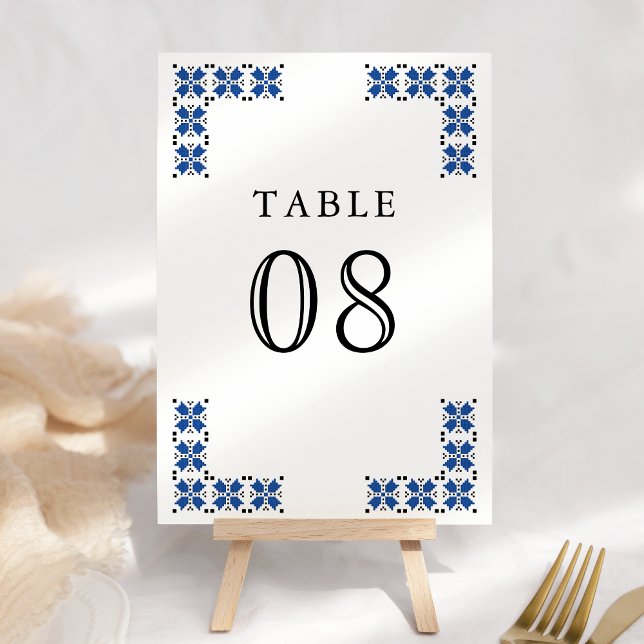 Numeração De Mesa Blue and Black Ukrainian Embroidery Wedding (Criador carregado)