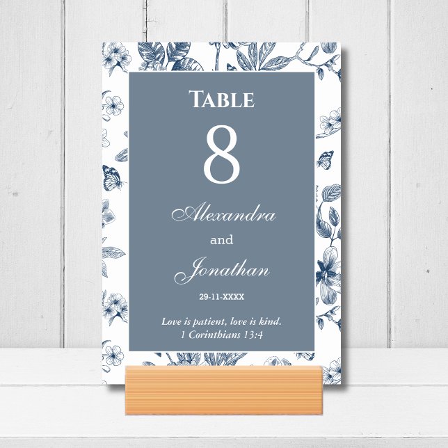 Numeração De Mesa Blue Floral Chinoiserie Christian Wedding    (Criador carregado)