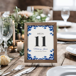 Numeração De Mesa Blue Floral Elegant Fiesta Spanish Wedding