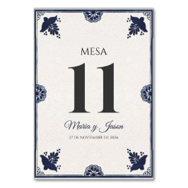 Numeração De Mesa Blue Floral Otomi Simple Fiesta Spanish Wedding