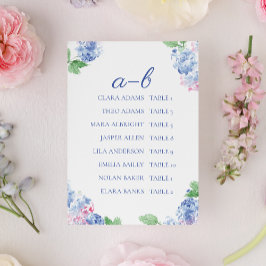 Numeração De Mesa Blue Hydrangea Elegant Alphabetic Seating Charts