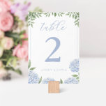 Numeração De Mesa Blue Hydrangea Watercolor Floral Personalizado<br><div class="desc">Esta bela placa floral de números de mesa apresenta flores azul-aquarela e o seu texto personalizado em ambos os lados do cartão. Use a modelo para preencher suas informações. O recurso "Personalizar mais" pode ser usado para alterar a fonte (tamanho, estilo, cor), adicionar mais linhas de texto ou alterar o...</div>