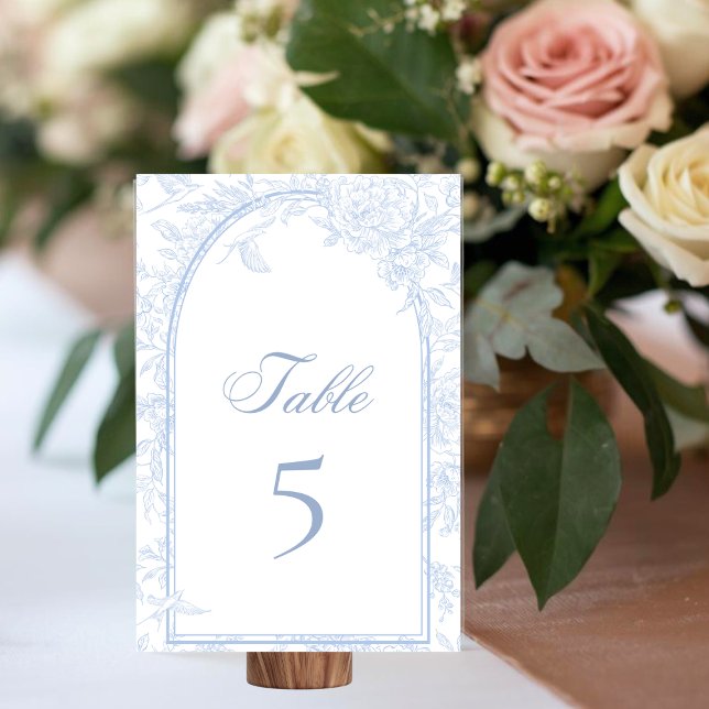 Numeração De Mesa Blue Peony Victorian Arch Classic Wedding White (Criador carregado)
