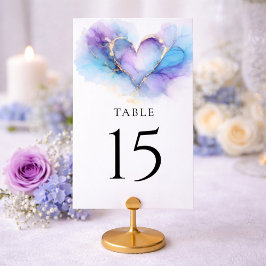Numeração De Mesa Blue Purple Gold Abstract Wedding Table Card