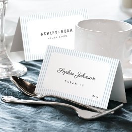 Numeração De Mesa Blue Striped Elegance Classy Foldable Place Card