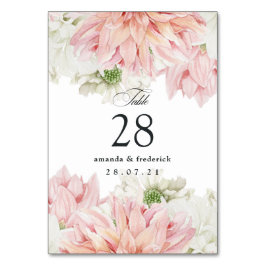 Numeração De Mesa Blush Dahlias Floral Wedding