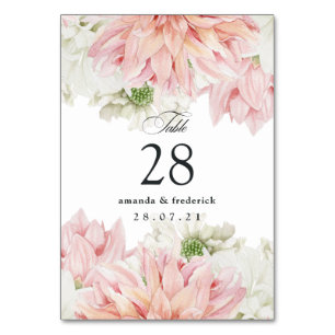 Numeração De Mesa Blush Dahlias Floral Wedding