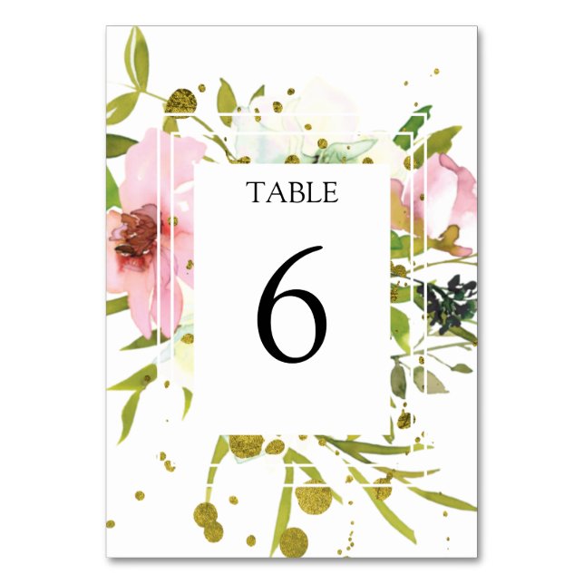 Numeração De Mesa Blush e ouro branco exibem o número da mesa de cas (Frente)