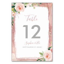 Numeração De Mesa Blush Floral Elegante Encantado Casamento