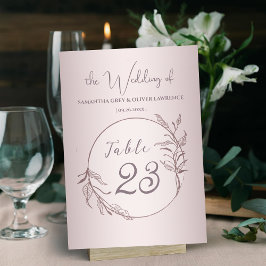 Numeração De Mesa Blush Minimalist Wedding Table Card