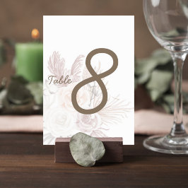 Numeração De Mesa Blush Pampas Grass Wedding Table Number Card