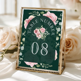 Numeração De Mesa Blush Pink Floral Eucalyptus Emerald Green Wedding