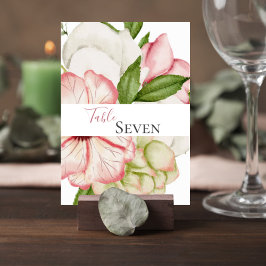 Numeração De Mesa Blush Pink Floral Wedding Table Number Card