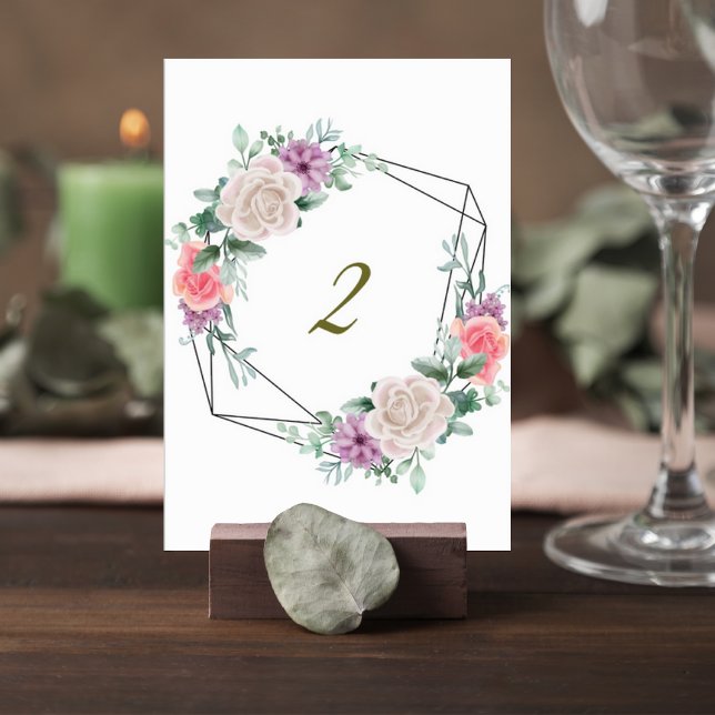 Numeração De Mesa Blush Pink Floral Wedding Table Number Card (Criador carregado)
