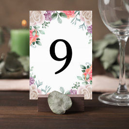 Numeração De Mesa Blush Pink Rose Wedding Table Number Card