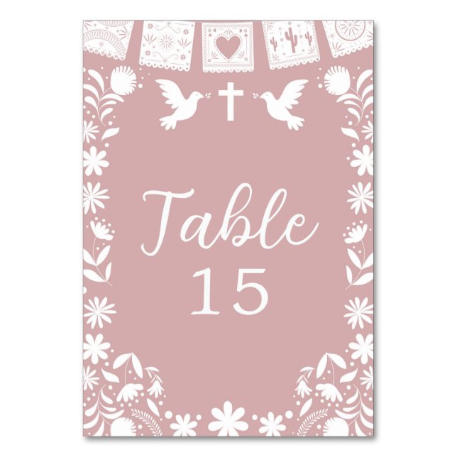 Numeração De Mesa Blush Rosa Cielito Lindo Batizado  (Frente)