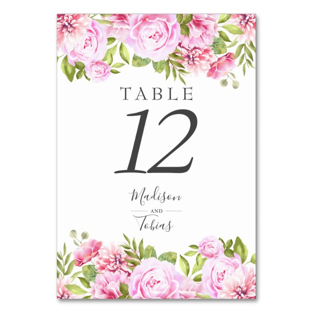 Numeração De Mesa Blush Rosa Peônia Floral Chic Elegante Rascunho (Verso)