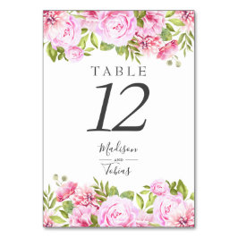 Numeração De Mesa Blush Rosa Peônia Floral Chic Elegante Script
