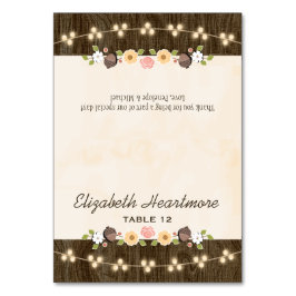 Numeração De Mesa Blush String of Lights Fall Rustic Tent Place Card