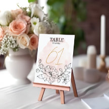 Blush Watercolor & Black Floral Elegant Casamento