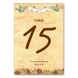 Numeração De Mesa Boêmia, Rosas, Pássaros e Casamento de Banner