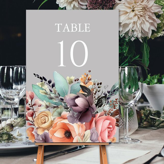 Numeração De Mesa Bohemian Floral Buquê Watercolor (Criador carregado)