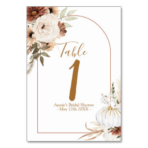 Numeração De Mesa Boho Arch White Pumpkin Floral Moderno