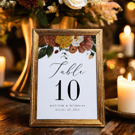Numeração De Mesa Boho Autumn Floral Personalizado Casamento
