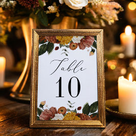 Numeração De Mesa Boho Autumn Floral Wedding