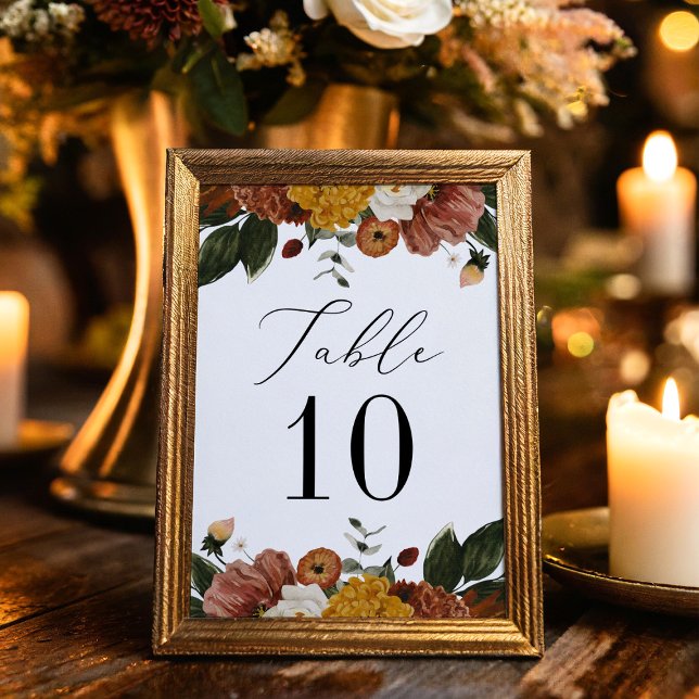 Numeração De Mesa Boho Autumn Floral Wedding (Criador carregado)