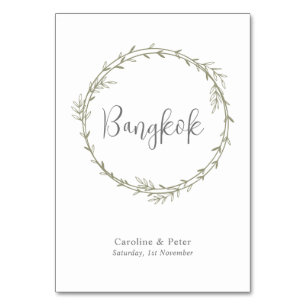 Numeração De Mesa Boho Bamboo Folha Botânica Molha Elegante Verde