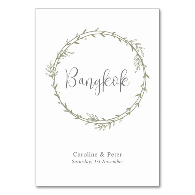 Numeração De Mesa Boho Bamboo Folha Botânica Molha Elegante Verde (Frente)