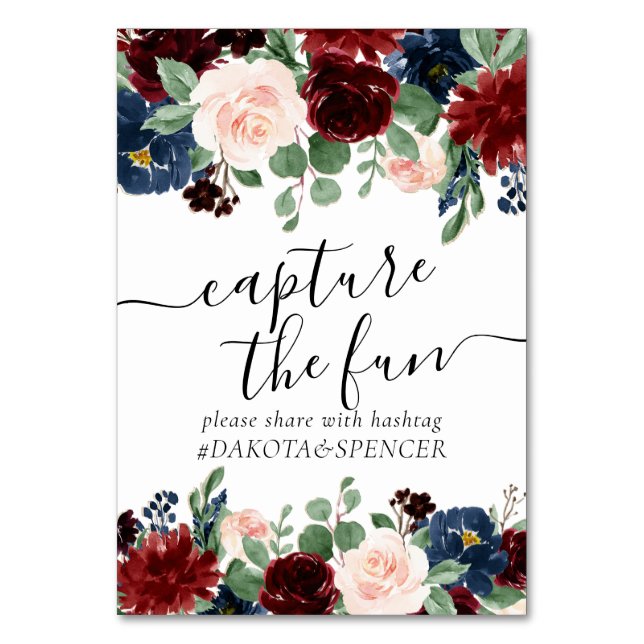 Numeração De Mesa Boho Bloom | Borgonha e Marinho Capturam nosso amo (Frente)