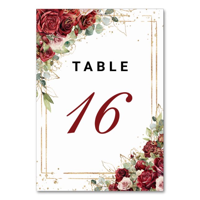 Numeração De Mesa Boho Blush Burgundy Casamento Geométrico Dourado F (Frente)