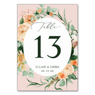 Numeração De Mesa Boho Boho Botânico Verde Rosa Floral Personalizado