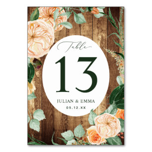 Numeração De Mesa Boho Botânico Rustic Woodgrain Greenery Personaliz