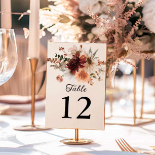 Numeração De Mesa Boho Burgundy - Casamento Floral