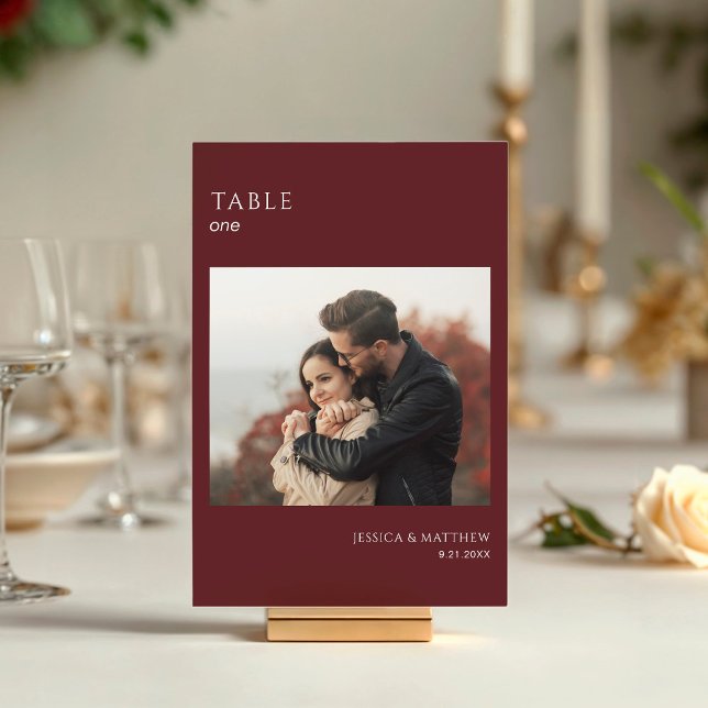 Numeração De Mesa Boho Burgundy Photo Wedding (Criador carregado)