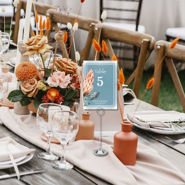 Numeração De Mesa Boho Chic Orange Flower Smokey Blue Wash (Criador carregado)