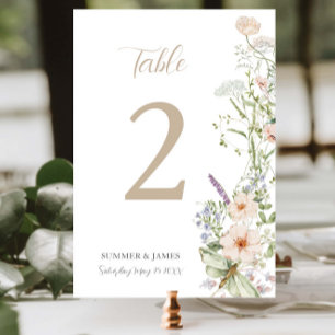 Numeração De Mesa Boho Chic Pastel Jardim Floral de Flores Silvestre