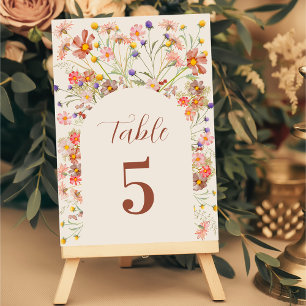 Numeração De Mesa Boho Fall Wildflower Arch Beige Casamento
