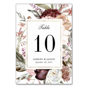 Numeração De Mesa Boho Fantasy Watercolor Floral Wedding