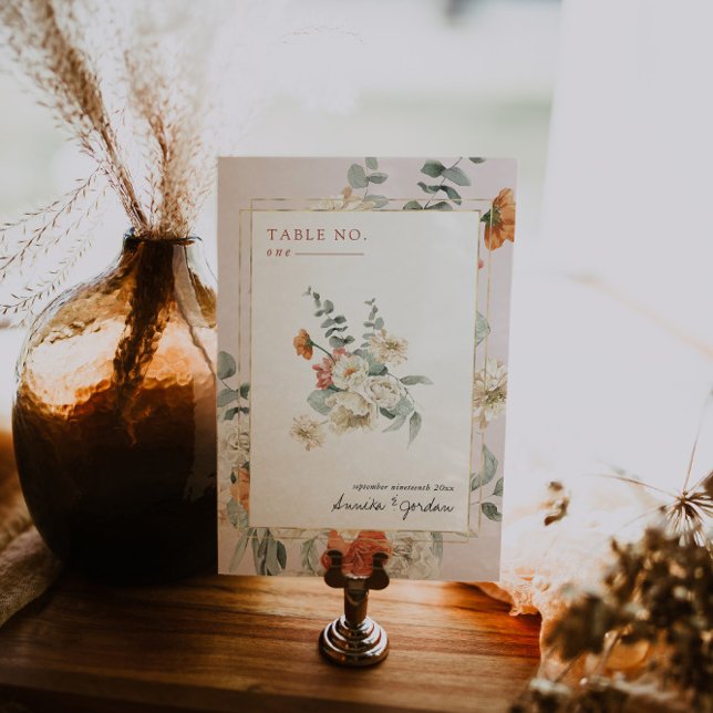 Numeração De Mesa Boho Floral Greenery Botânico | Casamento (Criador carregado)