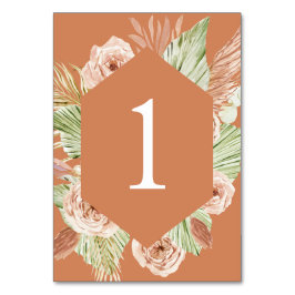 Numeração De Mesa Boho Floral, Palma e Pampas casamento em terracota