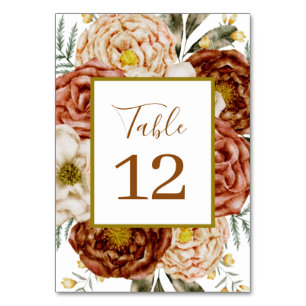 Numeração De Mesa Boho Floral Teracotta Neutro