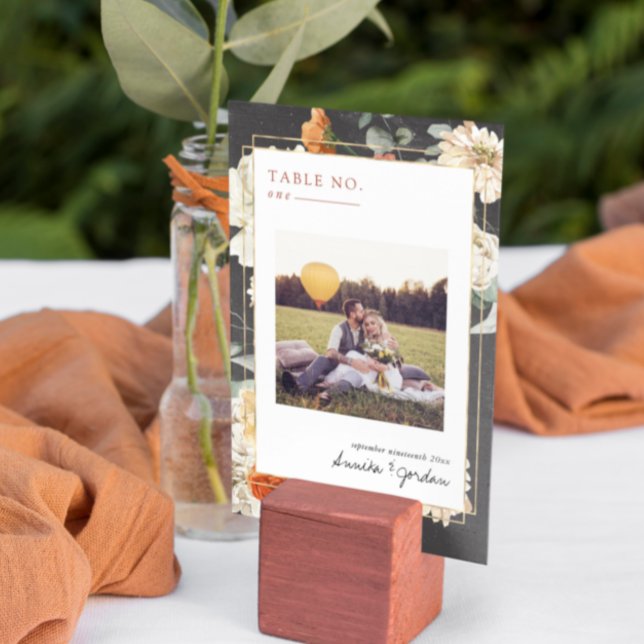 Numeração De Mesa Boho Floral Verde Escuro Botânico | Casamento  (Criador carregado)