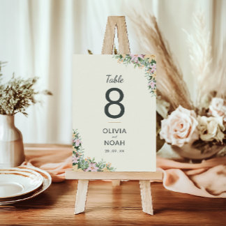Numeração De Mesa Boho floral wedding table number card
